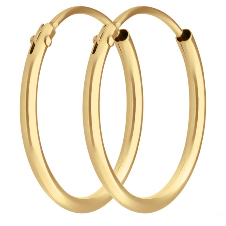 Paar Ohrringe Creolen rund schlicht aus 750 Gelbgold 15x1.3mm