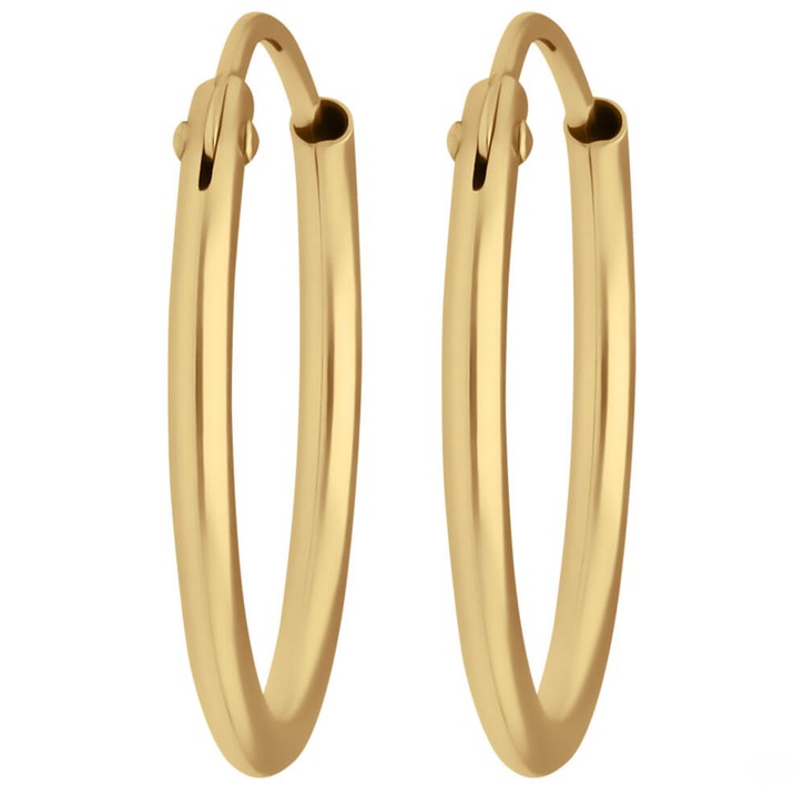 Paar Ohrringe Creolen rund schlicht aus 750 Gelbgold 15x1.3mm