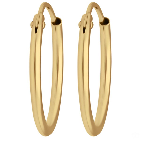 Paar Ohrringe Creolen rund schlicht aus 750 Gelbgold 15x1.3mm
