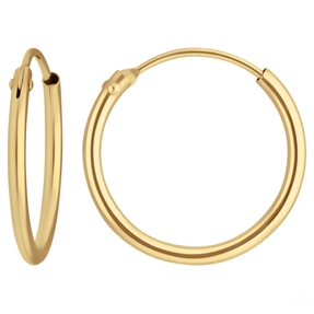 Paar Ohrringe Creolen rund schlicht Ohrschmuck aus 375 Gold Gelbgold 15x1,3mm