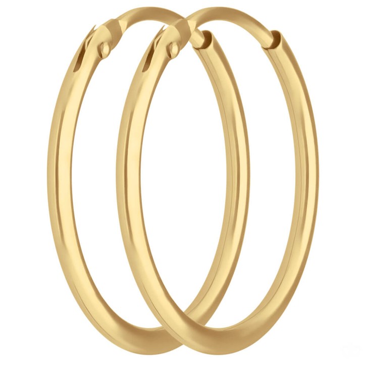 Paar Ohrringe Creolen rund schlicht aus 585 Gelbgold 17x1.3mm