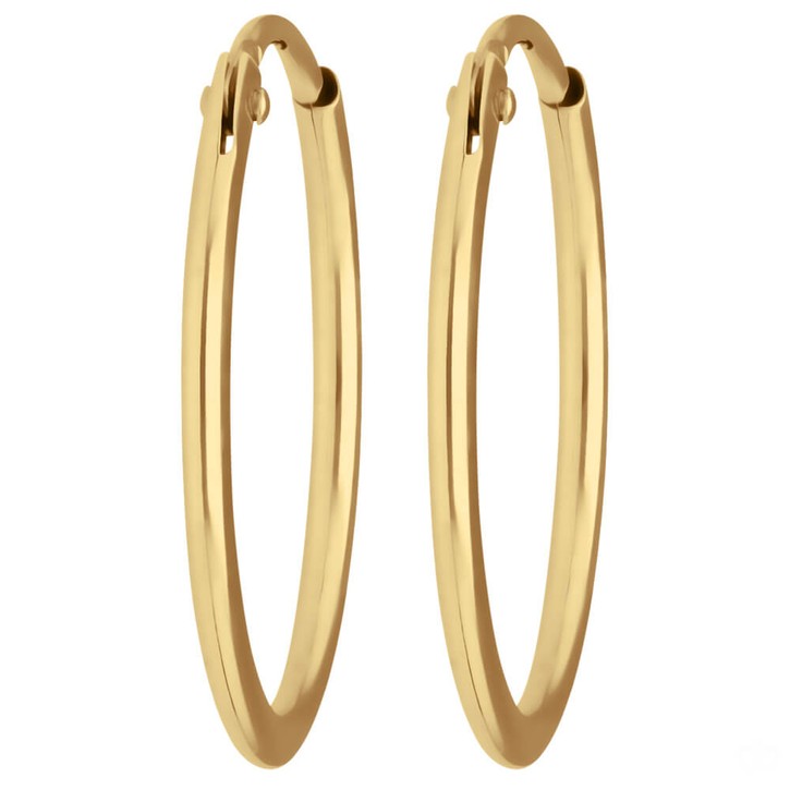 Paar Ohrringe Creolen rund schlicht aus 585 Gelbgold 17x1.3mm
