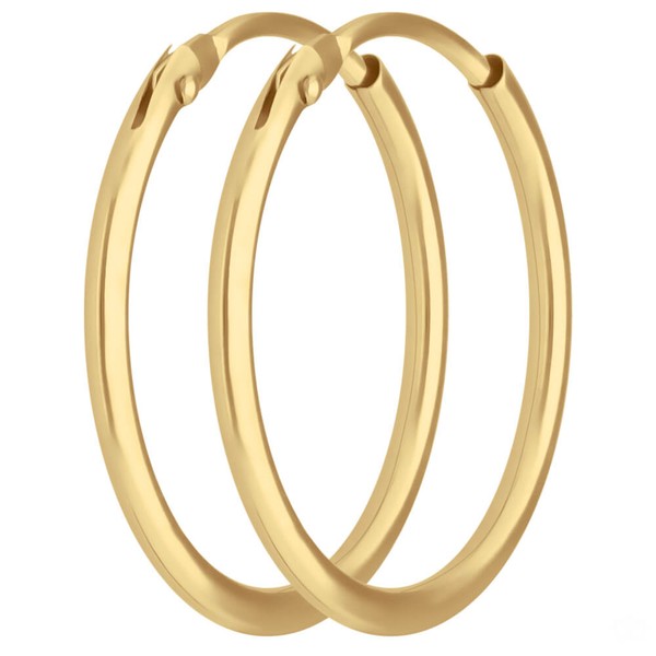 Paar Ohrringe Creolen rund schlicht aus 585 Gelbgold 17x1.3mm