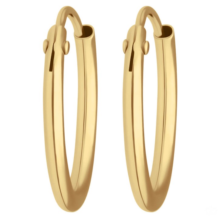 Paar Ohrringe Creolen rund schlicht aus 585 Gelbgold 13x1.3mm