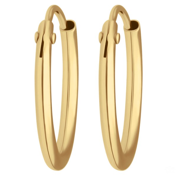 Paar Ohrringe Creolen rund schlicht aus 585 Gelbgold 13x1.3mm
