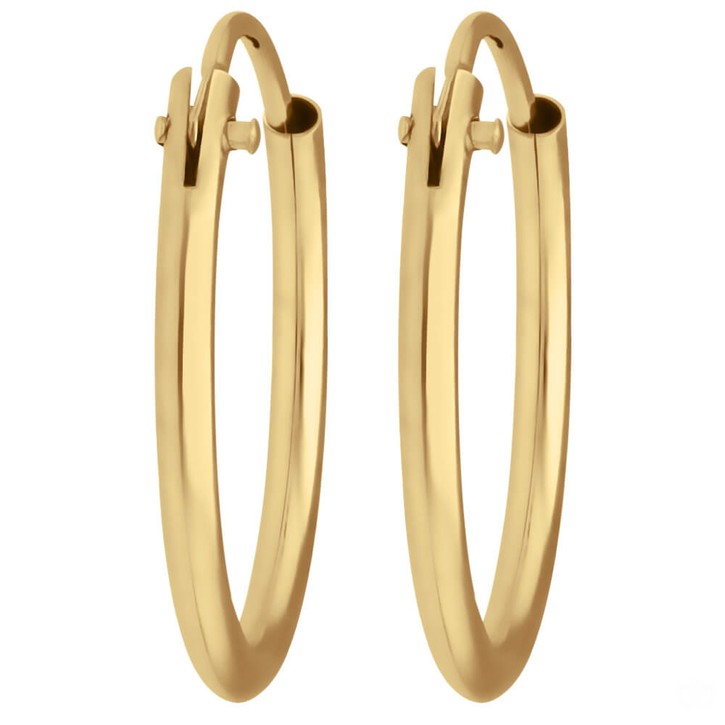 Paar Ohrringe Creolen rund schlicht aus 333 Gelbgold 14.6x1.3mm