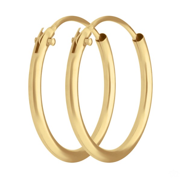 Paar Ohrringe Creolen rund schlicht aus 333 Gelbgold 14.6x1.3mm