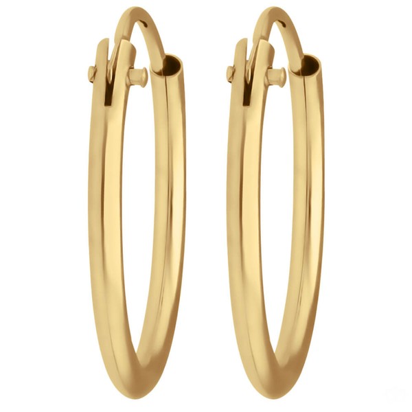 Paar Ohrringe Creolen rund schlicht aus 333 Gelbgold 14.6x1.3mm