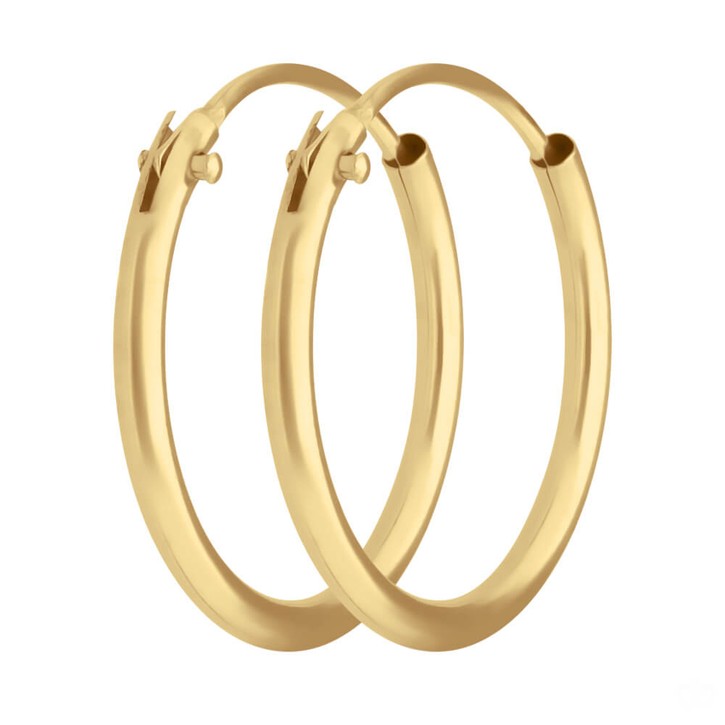 Paar Ohrringe Creolen rund schlicht aus 585 Gelbgold 14.6x1.3mm