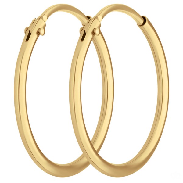 Paar Ohrringe Creolen rund schlicht aus 585 Gelbgold 17x1.3mm