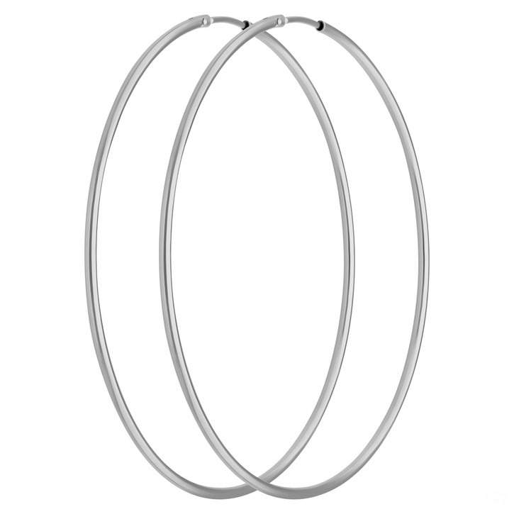 Paar Creolen rund schlicht aus 925 Silber rhodiniert 50x1.5mm