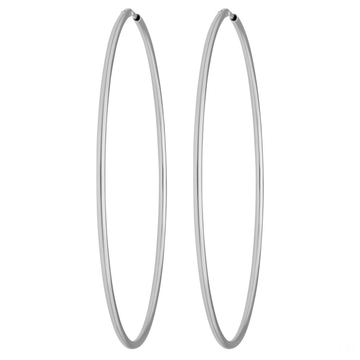 Paar Creolen rund schlicht aus 925 Silber rhodiniert 50x1.5mm