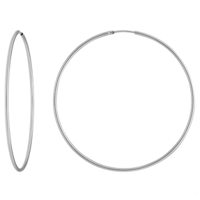 Paar Ohrringe Creolen rund schlicht aus 925 Silber rhodiniert 50x1,5mm Paar Ohrringe Creolen rund schlicht aus 925 Silber rhodiniert 50x1,5mm