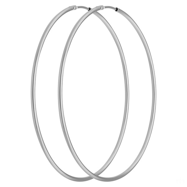 Paar Creolen rund schlicht aus 925 Silber rhodiniert 50x1.5mm