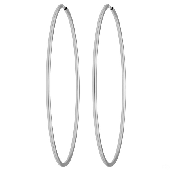 Paar Creolen rund schlicht aus 925 Silber rhodiniert 50x1.5mm