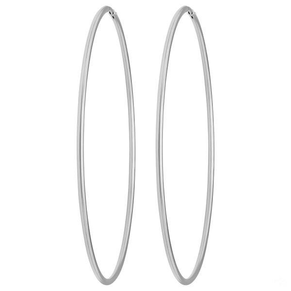 Paar Creolen rund groß aus 925 Silber rhodiniert 62x1.5mm