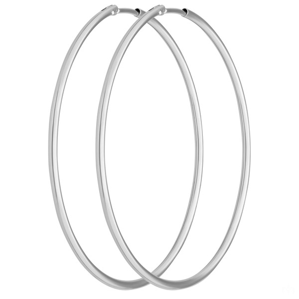 Paar Ohrringe Creolen rund schlicht aus 585 Weißgold 44x1.5mm