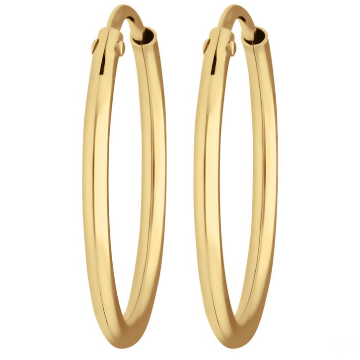 Paar Ohrringe Creolen rund schlicht aus 333 Gelbgold 19x1.5mm