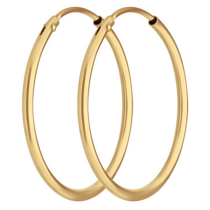 Paar Ohrringe Creolen rund schlicht aus 333 Gelbgold 24x1.5mm