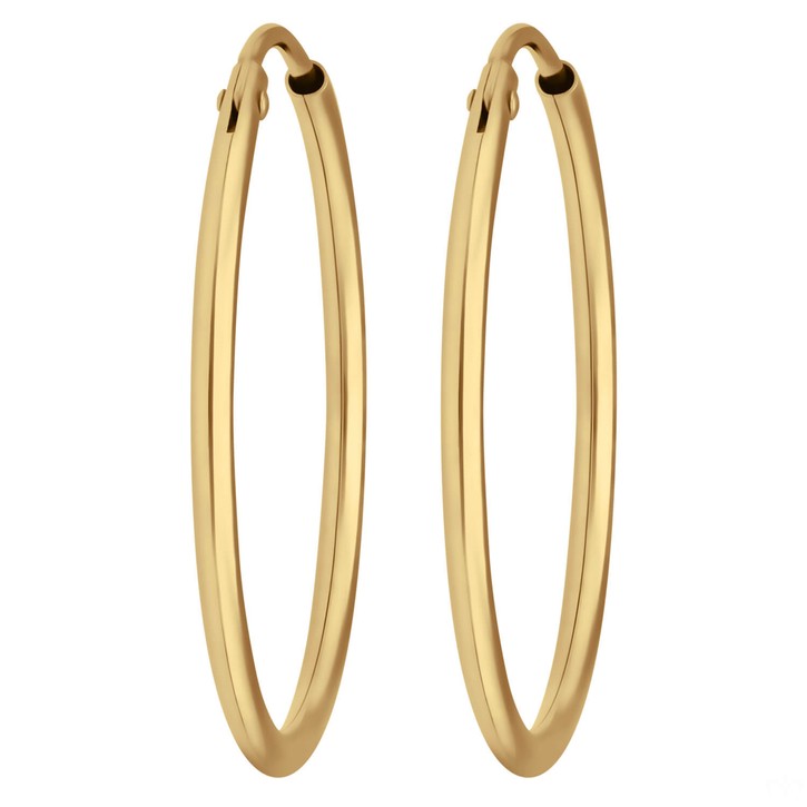 Paar Ohrringe Creolen rund schlicht aus 333 Gelbgold 24x1.5mm