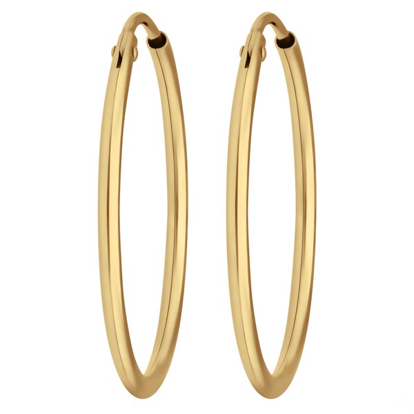 Paar Ohrringe Creolen rund schlicht aus 333 Gelbgold 24x1.5mm