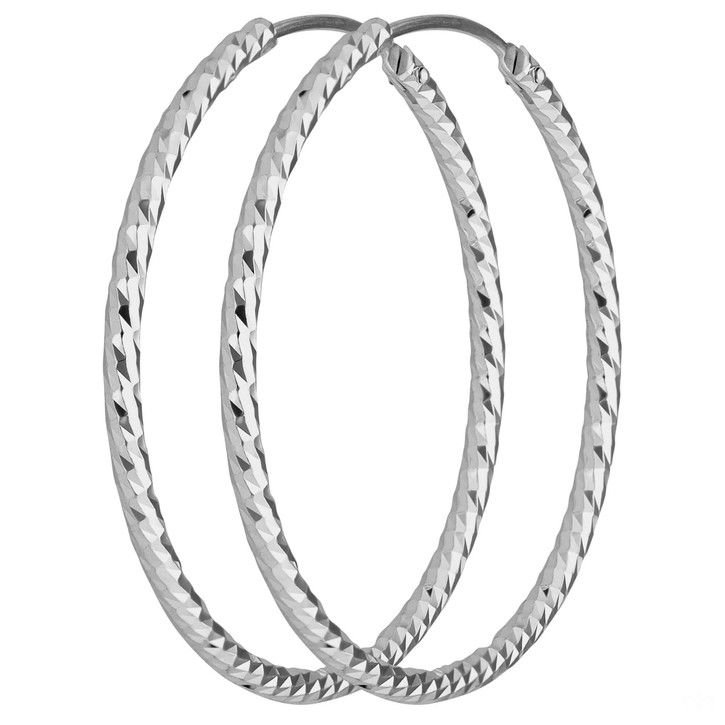 Creolen rund diamantiert aus 925 Silber rhodiniert 30x1.8mm