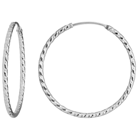 Paar Ohrringe Creolen rund diamantiert aus 925 Silber rhodiniert 30x1,8mm
