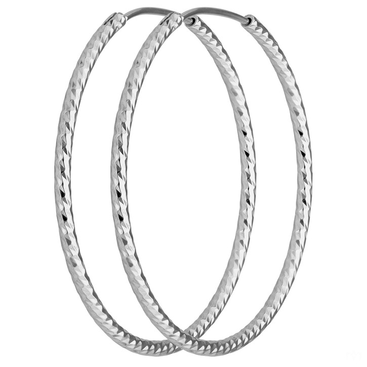 Creolen rund diamantiert aus 925 Silber rhodiniert 38.7x1.8mm