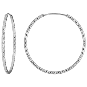 Paar Ohrringe Creolen rund diamantiert aus 925 Silber rhodiniert 38,7x1,8mm