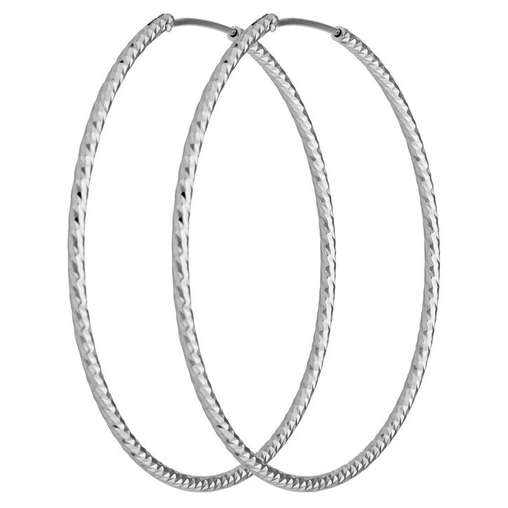 Creolen rund diamantiert aus 925 Silber rhodiniert 50x1.8mm