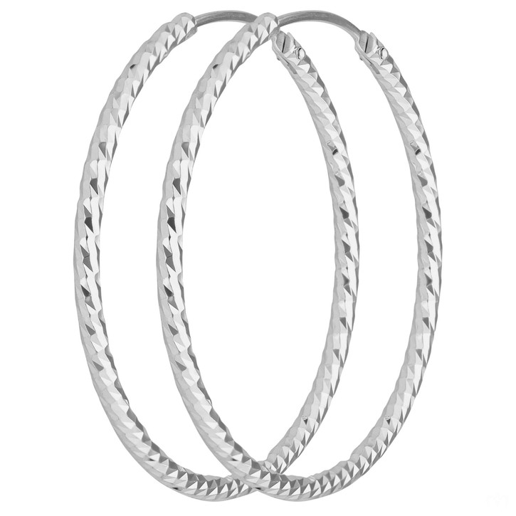 Paar Ohrringe Creolen rund diamantiert aus 925 Silber 30x1.8mm
