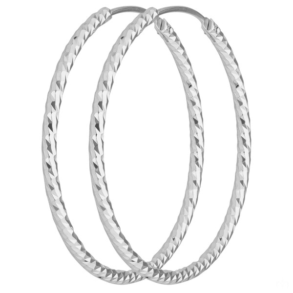 Paar Ohrringe Creolen rund diamantiert aus 925 Silber 30x1.8mm