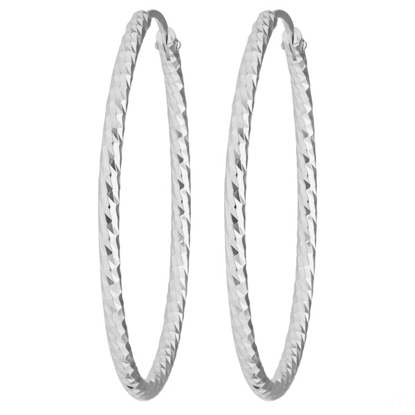 Paar Ohrringe Creolen rund diamantiert aus 925 Silber 30x1.8mm