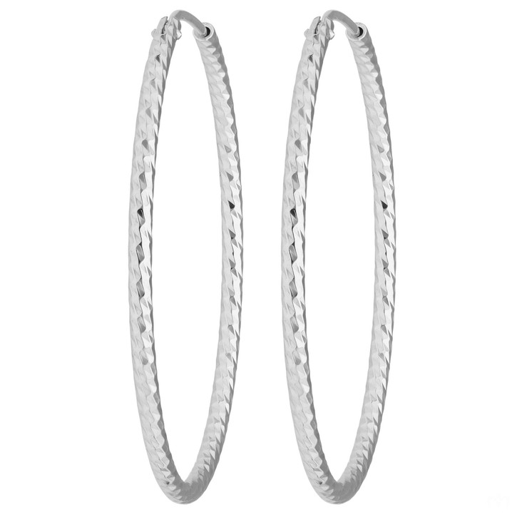 Paar Creolen rund diamantiert aus 925 Silber 38.7x1.8mm