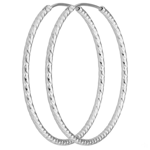Paar Creolen rund diamantiert aus 925 Silber 38.7x1.8mm
