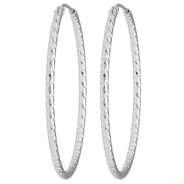 Paar Creolen rund diamantiert aus 925 Silber 38.7x1.8mm