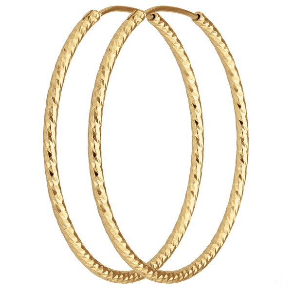 Creolen rund diamantiert 925 Silber gelb vergoldet 38.7x1.8mm