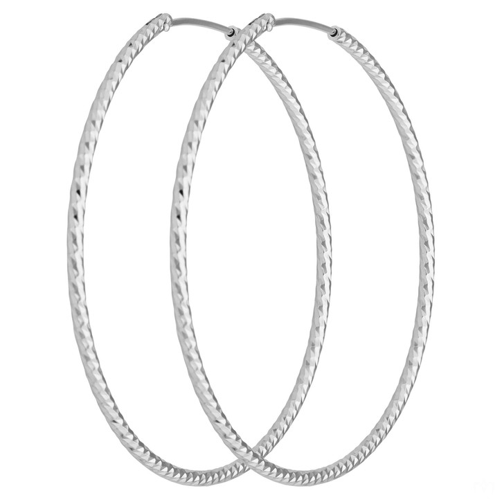 Paar Ohrringe Creolen rund diamantiert aus 925 Silber 50x1.8mm