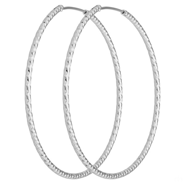 Paar Ohrringe Creolen rund diamantiert aus 925 Silber 50x1.8mm
