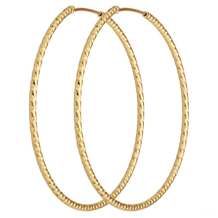 Creolen rund diamantiert aus 925 Silber gelb vergoldet 50x1.8mm