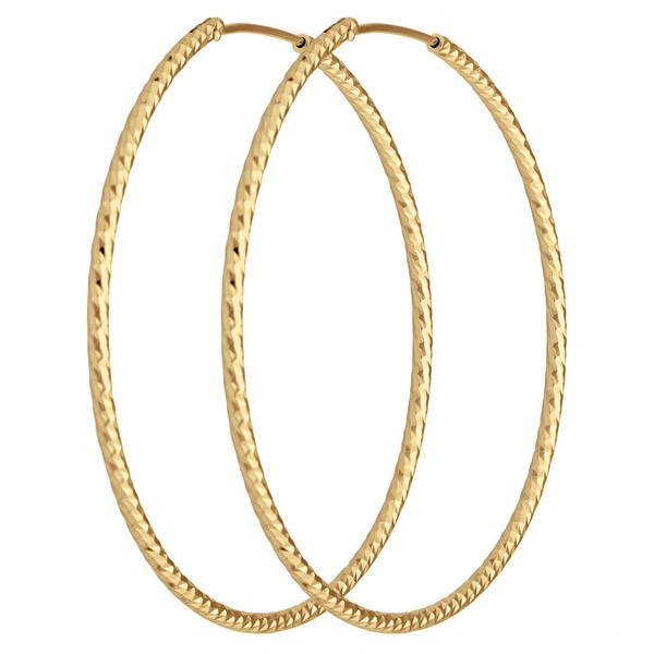 Creolen rund diamantiert aus 925 Silber gelb vergoldet 50x1.8mm