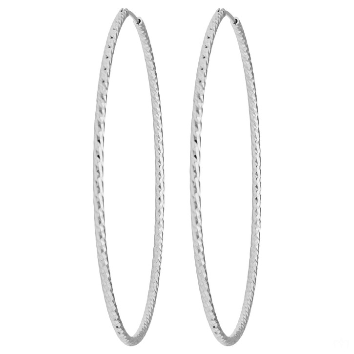 Paar Creolen rund diamantiert groß aus 925 Silber 60x1.8mm