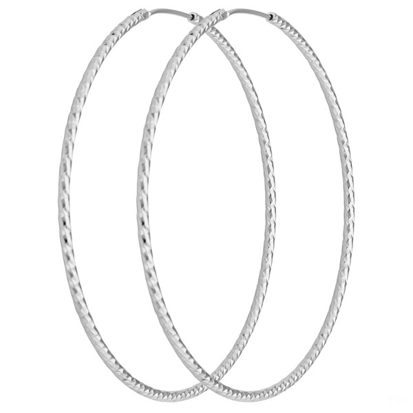 Paar Creolen rund diamantiert groß aus 925 Silber 60x1.8mm