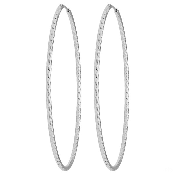 Paar Creolen rund diamantiert groß aus 925 Silber 60x1.8mm