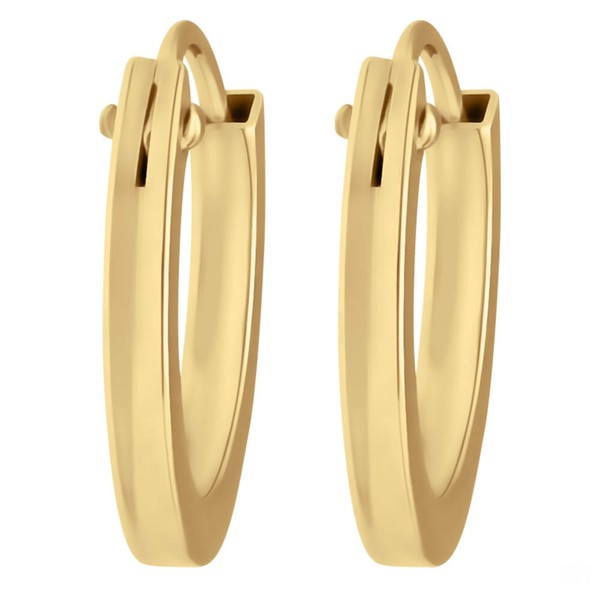 Paar Creolen klein flach vierkant aus 585 Gelbgold 12x1.5mm