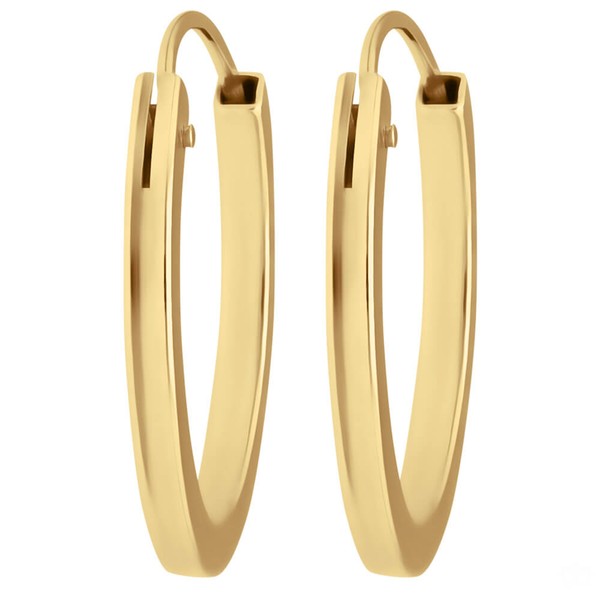 Paar Ohrringe Creolen flach vierkant aus 585 Gelbgold 16x1.5mm