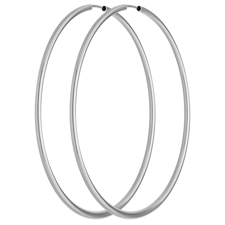 Paar Creolen rund groß XL aus 925 Silber rhodiniert 70x2mm