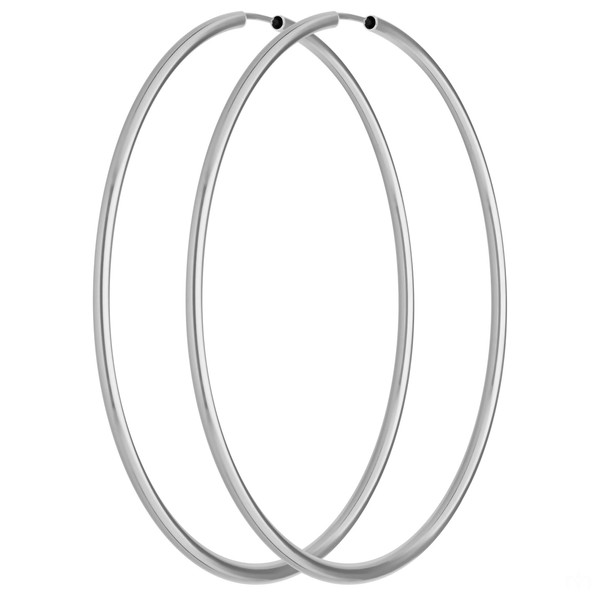 Paar Creolen rund groß XL aus 925 Silber rhodiniert 70x2mm