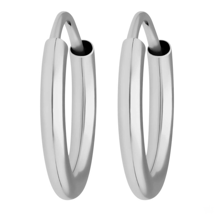 Paar Ohrringe Creolen rund schlicht aus 585 Weißgold 13x2mm