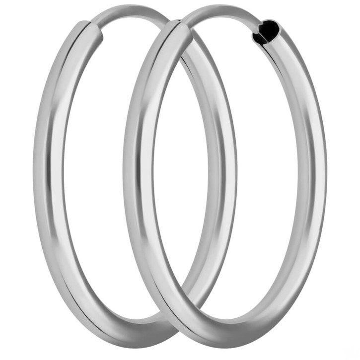 Paar Ohrringe Creolen rund schlicht aus 585 Weißgold 20x2mm